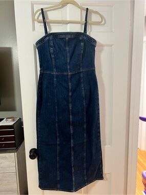 Levi's Dark Blue Denim Strapless Midi Dress